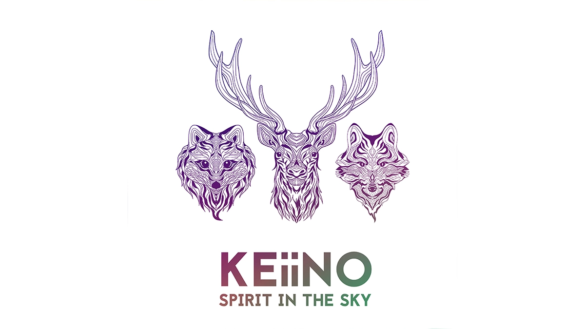 KEiiNO album cover for the song 'Spirit in the Sky' features spectacular drawings of a female fox, male reindeer, and male fox.